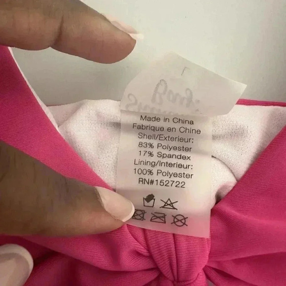 Shimmer Bay Pink 2 Piece Swimsuit Set Bikini Tie Front Barbie Size Junior Large - Picture 4 of 10